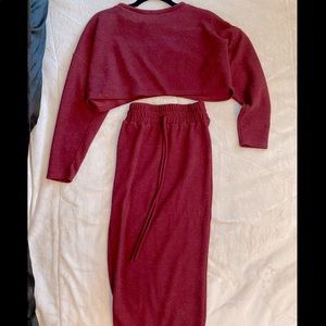 Crop top and skirt sweater set